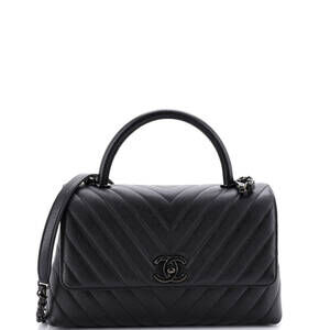 Chanel Small So Black Coco Top Handle Bag Chevron Caviar